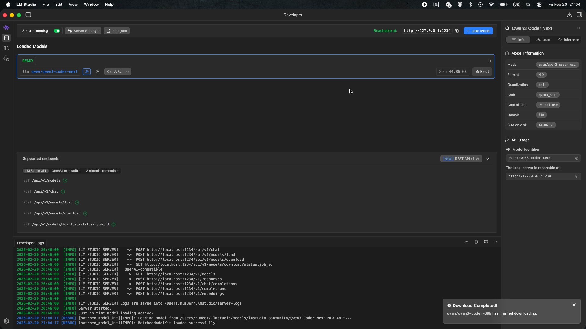 lm studio: load model